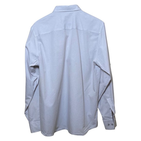 Calvin Klein Grey/White Swiss Tab Button Down Shirt, M - Picture 2 of 7